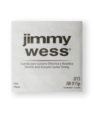 Jimmy Wess Cuerda JW-015P(12) para Guitarra Acústica y Eléctrica, 2A, Calibre 0.015, Acero (12 pzas)