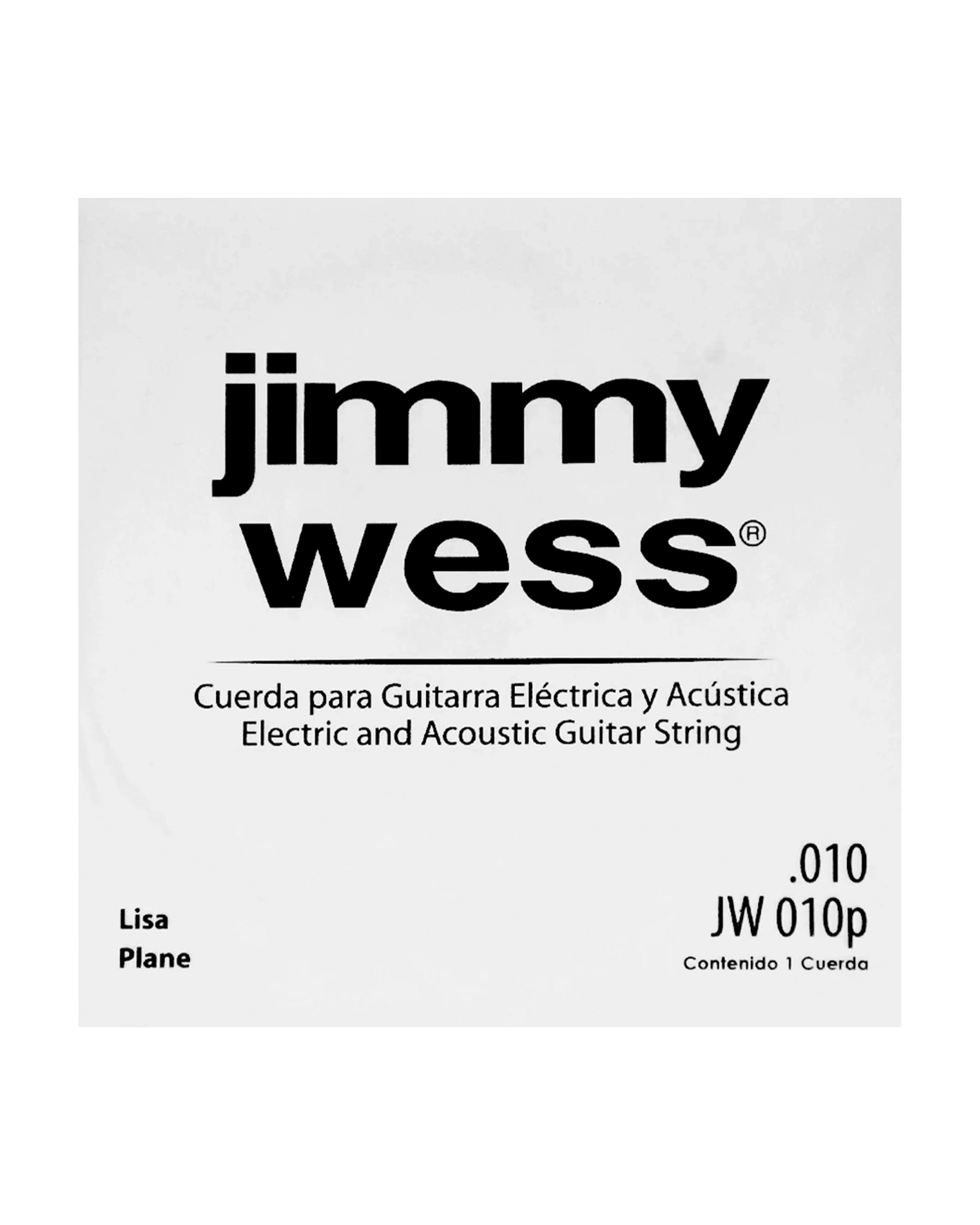 Cuerda Jimmy Wess JW-010P-6 Acero Estañado para Guitarra Acústica y Eléctrica .010 (6 pzas)
