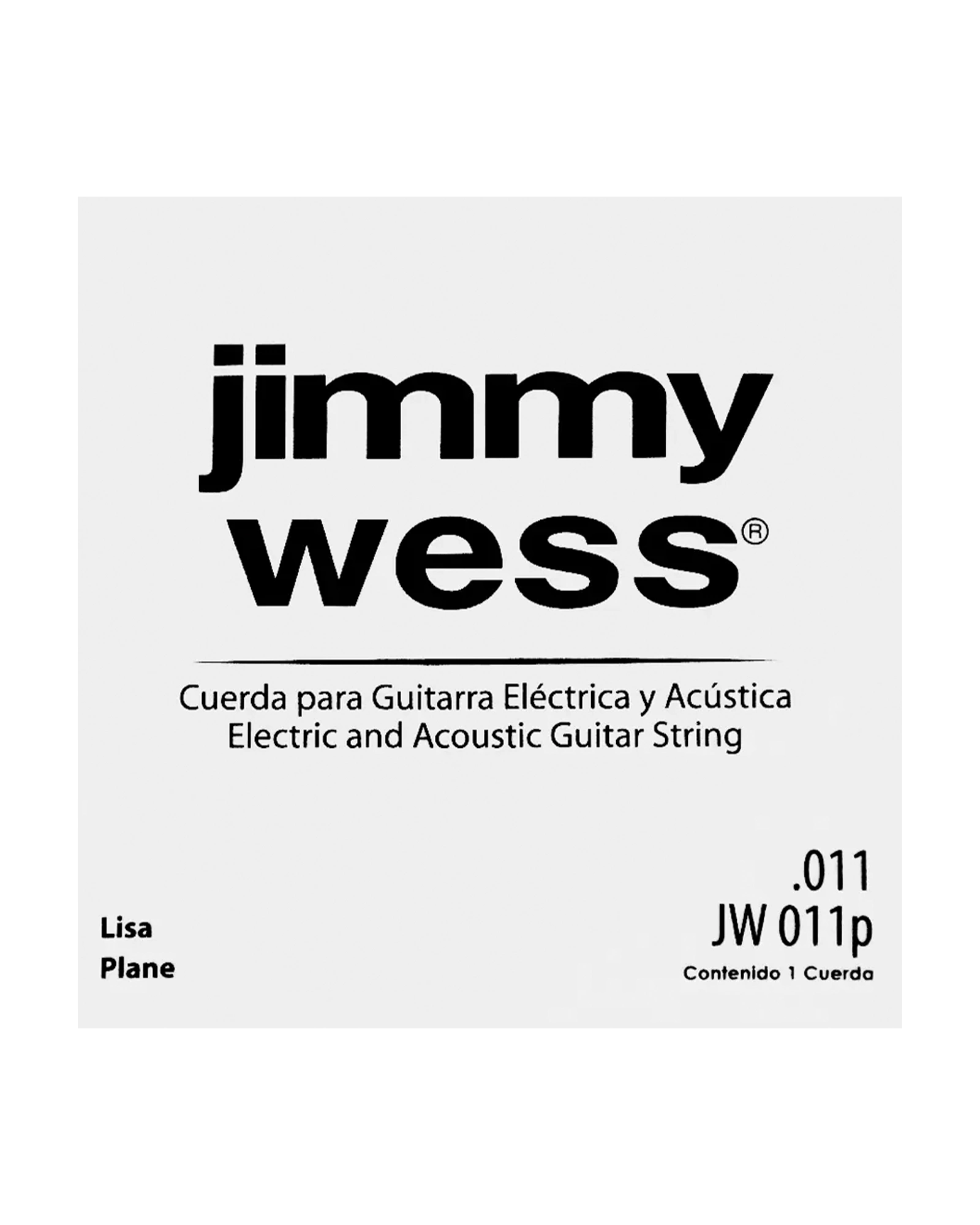 Cuerda Jimmy Wess JW-011P-6 Acero Estañado para Guitarra Acústica y Eléctrica .011 (6 pzas)