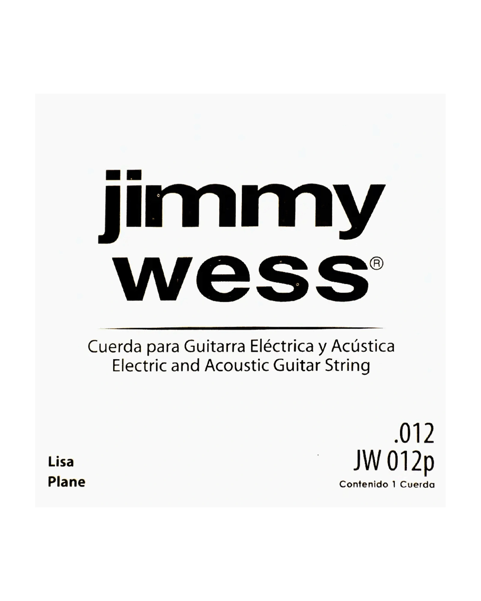 Cuerda Jimmy Wess JW-012P-6 Acero Estañado para Guitarra Acústica y Eléctrica .012 (6 pzas)