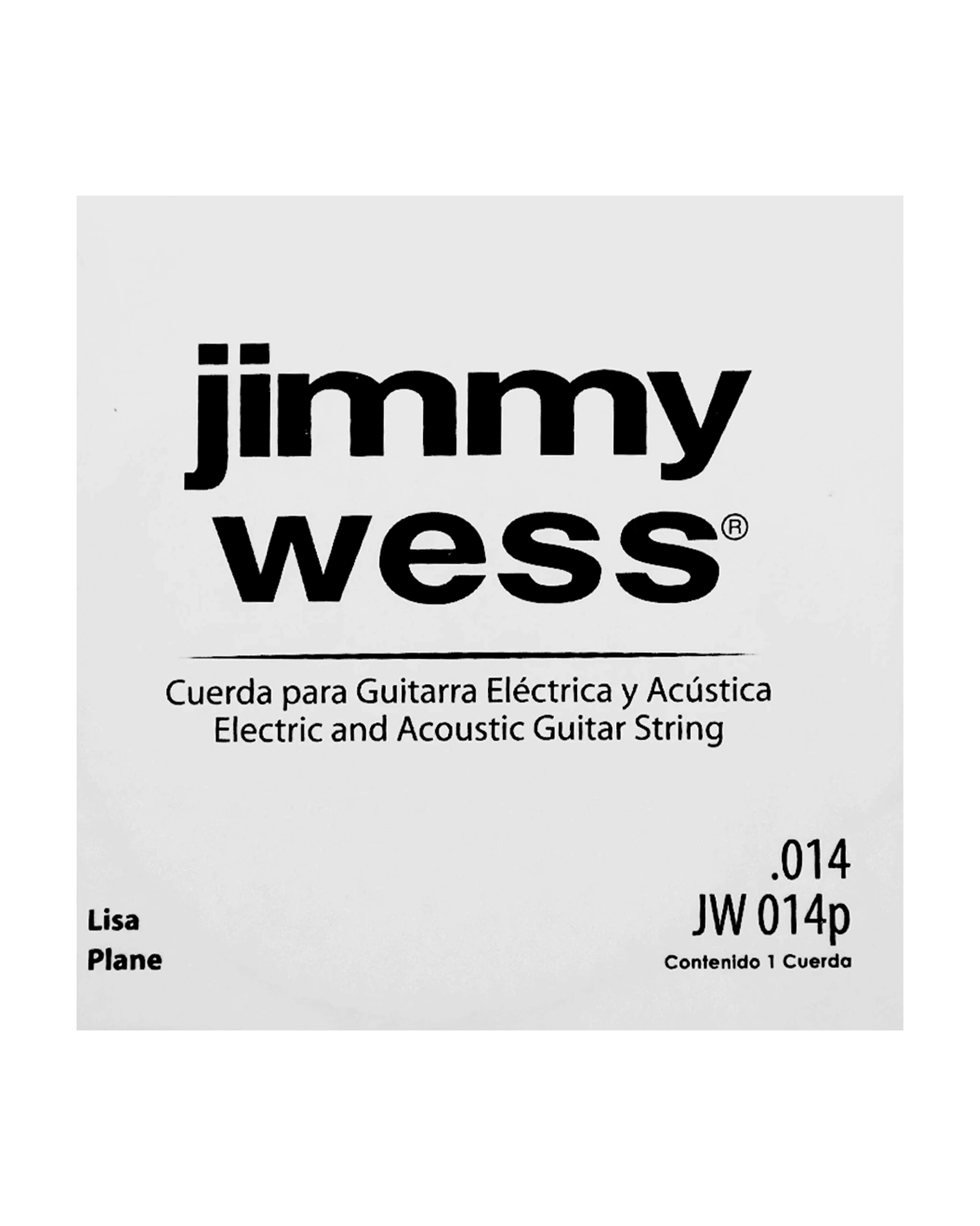 Cuerda Jimmy Wess JW-014P-6 Acero Estañado para Guitarra Acústica y Eléctrica .014 (6 pzas)