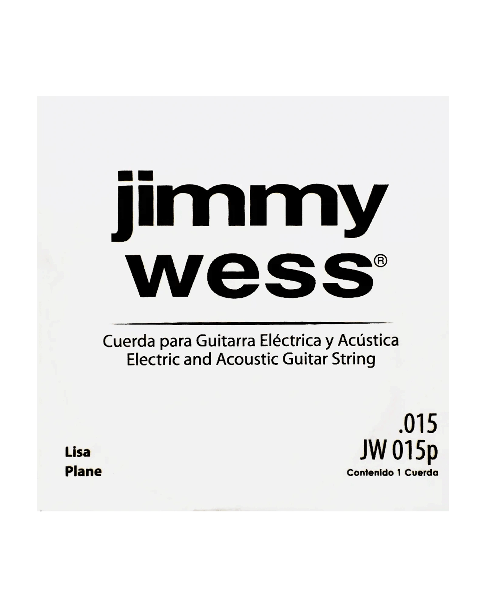 Cuerda Jimmy Wess JW-015P-6 Acero Estañado para Guitarra Acústica y Eléctrica .015 (6 pzas)