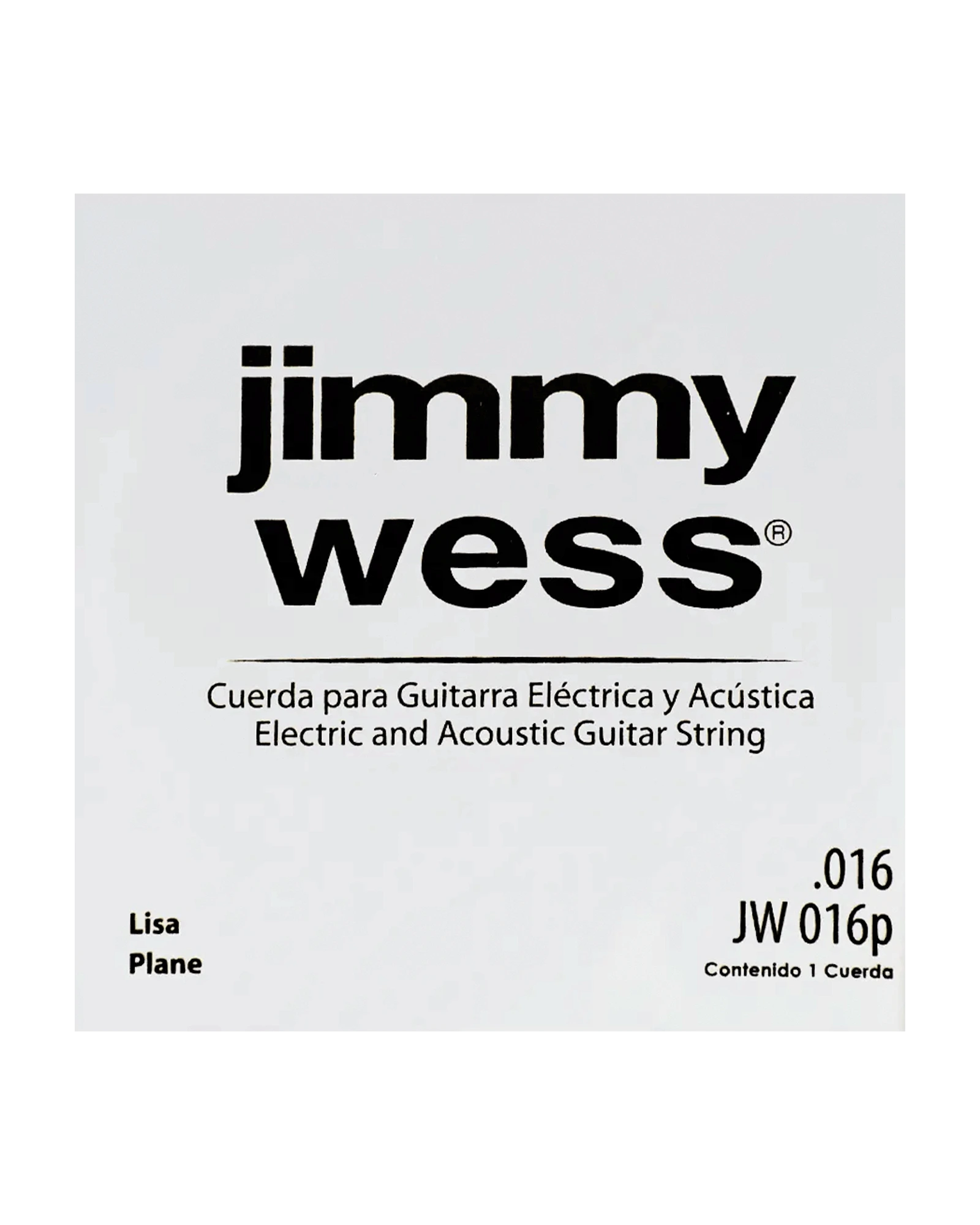 Cuerda Jimmy Wess JW-016P-6 Acero Estañado para Guitarra Acústica y Eléctrica .016 (6 pzas)