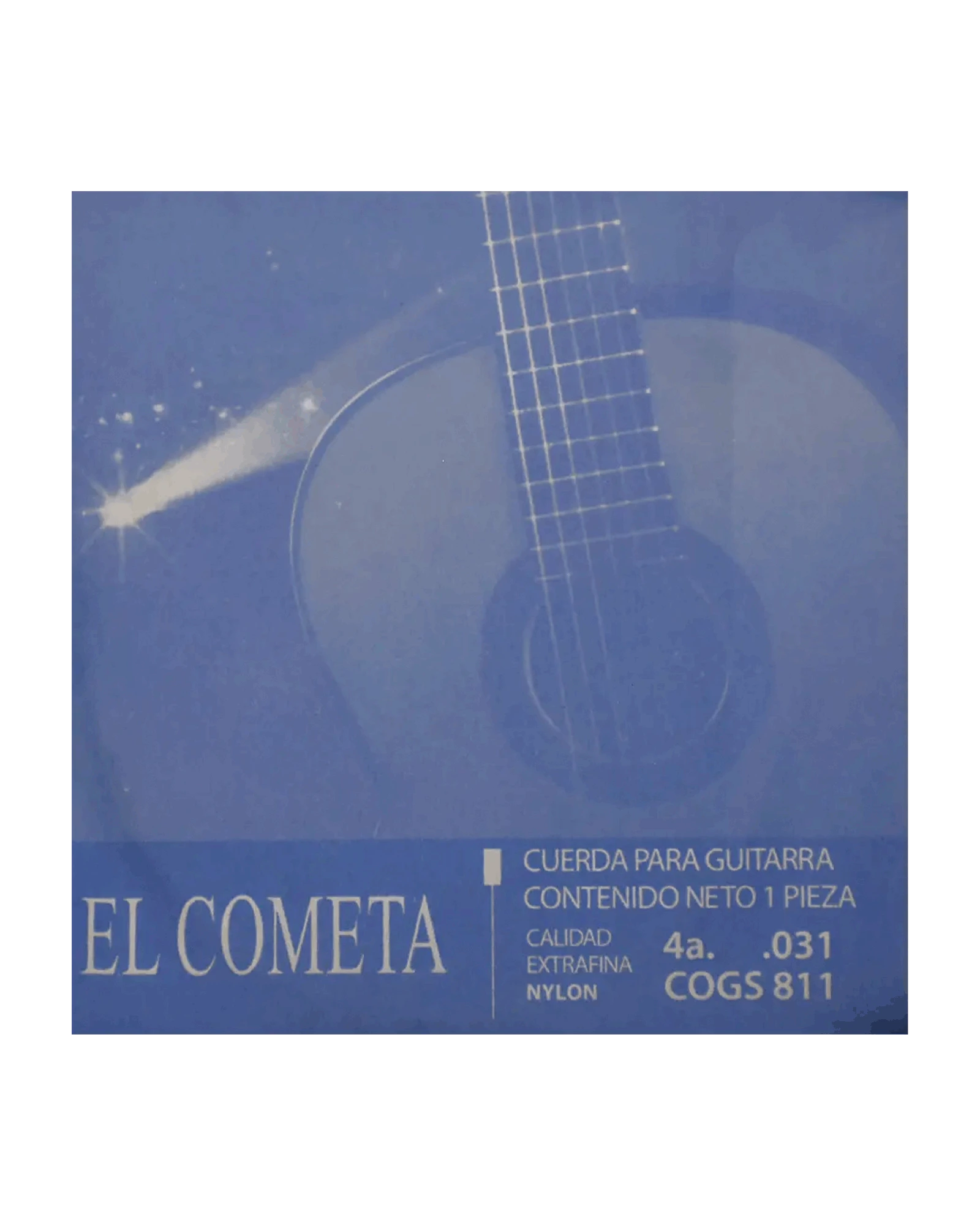 Cuerda El Cometa COGS-811-6 para Guitarra Clásica, 4A, Entorchado Cobre Plata con Borla, 6 piezas