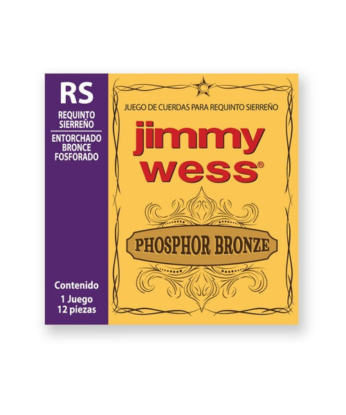 Jimmy Wess Encordadura para Requinto Sierreño 12 Cuerdas JWRS-1012BF, Acero Estañado + Entorchado Bronce Fosforado