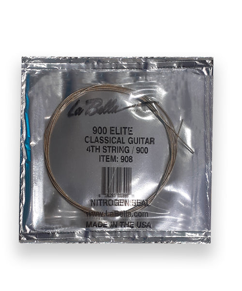 La Bella Cuerda "Golden" 908(12) para Guitarra Clásica, 4A, Entorchada Dorado, 12 piezas