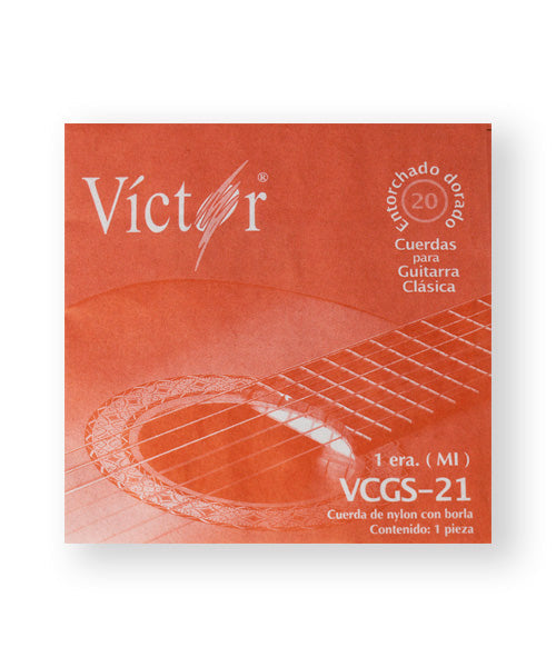 Cuerda Víctor VCGS-21-6 para Guitarra Clásica, 1A, Nylon Negro con Borla, 6 piezas