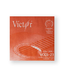 Víctor Cuerda 23(10) para Guitarra Clásica, 3A, Nylon Negro con Borla
