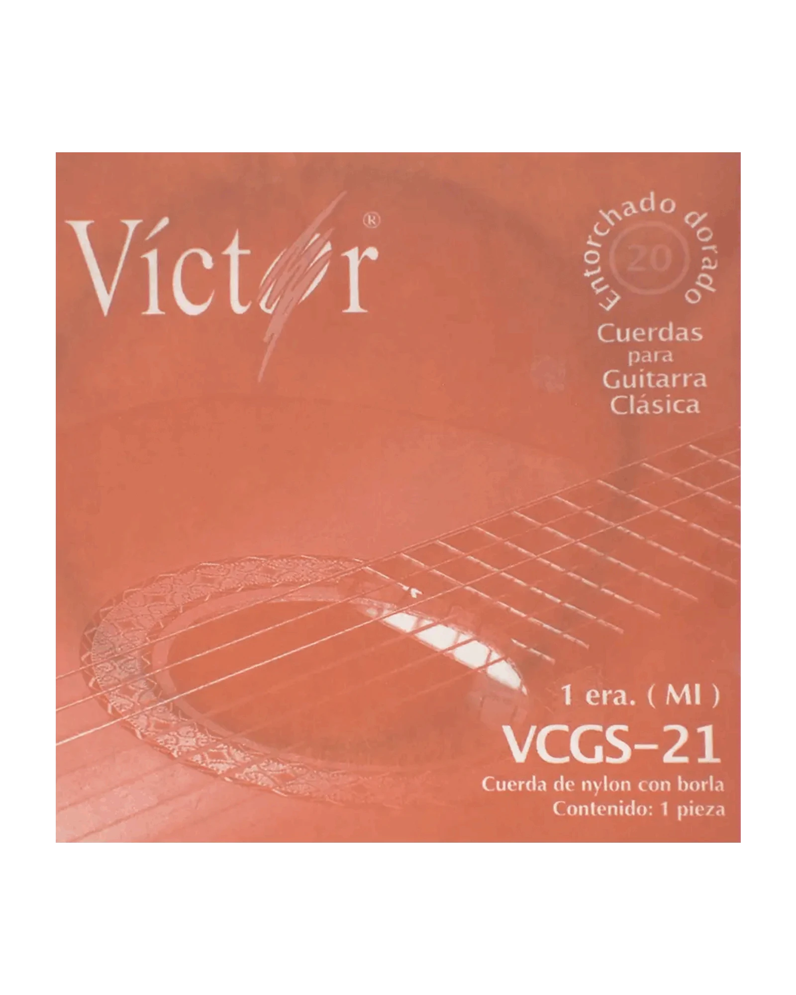 Cuerda Víctor VCGS-21-6 para Guitarra Clásica, 1A, Nylon Negro con Borla, 6 piezas
