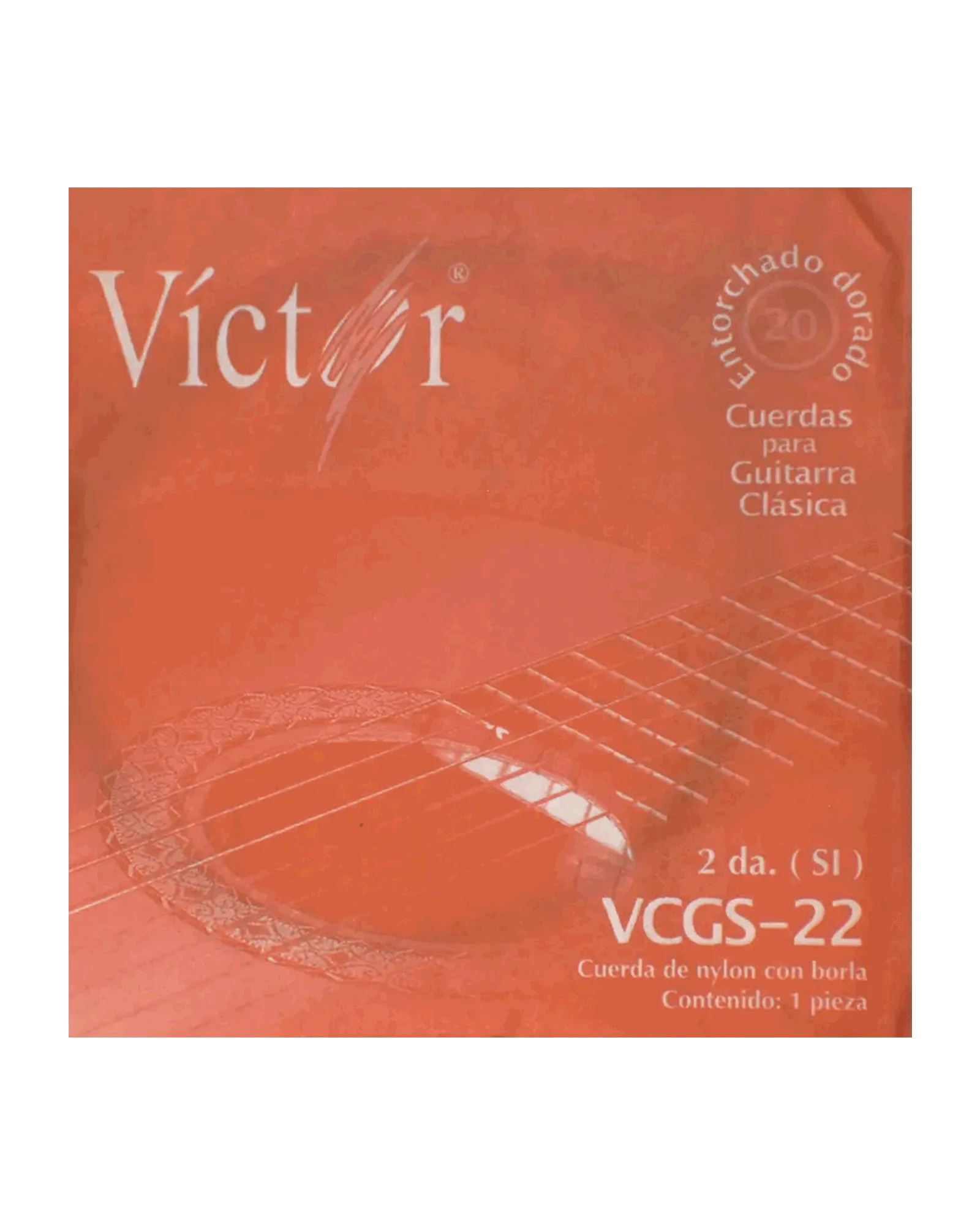 Víctor Cuerda 22(10) para Guitarra Clásica, 2A, Nylon Negro con Borla, 10 piezas