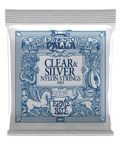 Ernie Ball Encordadura Ernesto Palla Clear & Silver Nylon 2403, Guitarra Clásica, Tensión Media