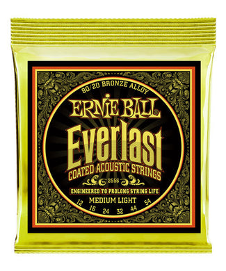 Ernie Ball Encordadura Everlast Medium Light Coated 80/20 Bronze 2556, Guitarra Acústica, 12-54