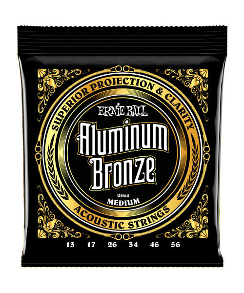 Encordadura Ernie Ball Medium Aluminum Bronce 2564 para Guitarra Acústica 13-56