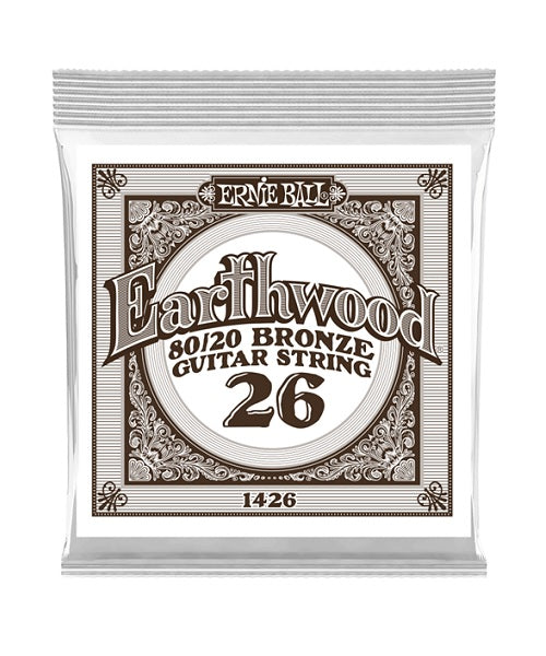 Cuerda Individual Ernie Ball Earthwood Bronce 80/20 1426 para Guitarra Acústica .026 (6 pzas)