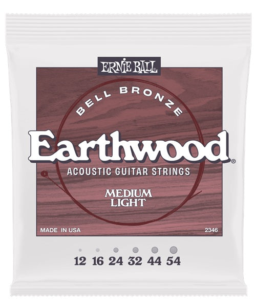 Encordadura Ernie Ball Earthwood Medium Light Bell Bronce 2346 para Guitarra Acústica 12-54