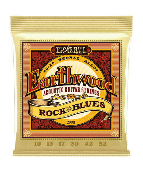 Encordadura Ernie Ball Earthwood Rock & Blues Bronce 80/20 2008 para Guitarra Acústica 10-52