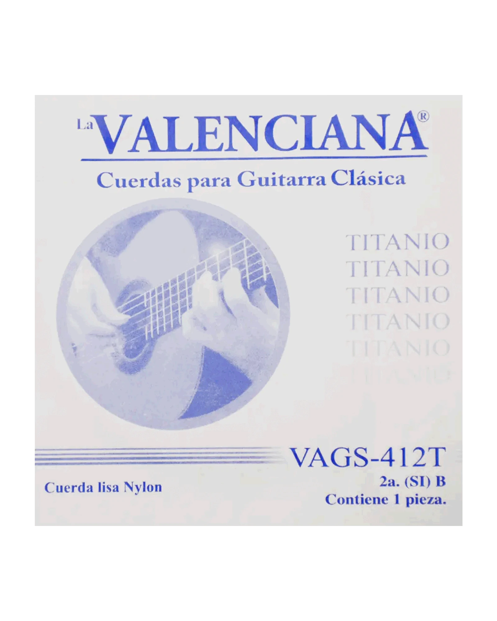 Cuerda La Valenciana VAGS-412T-6 para Guitarra Clásica, 2A, Nylon Titanio, 6 piezas