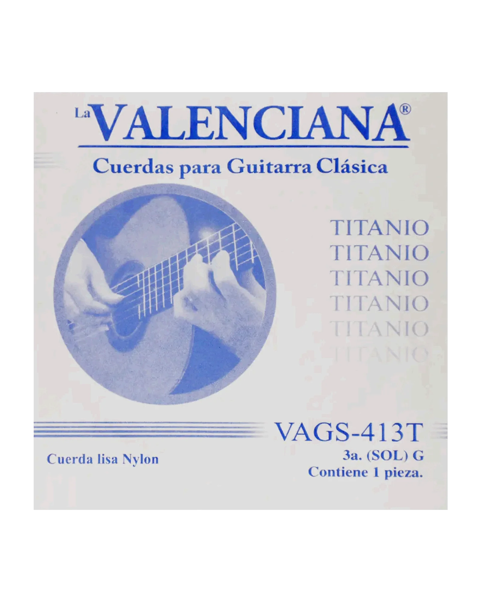 Cuerda La Valenciana VAGS-413T-6 para Guitarra Clásica, 3A, Nylon Titanio, 6 piezas