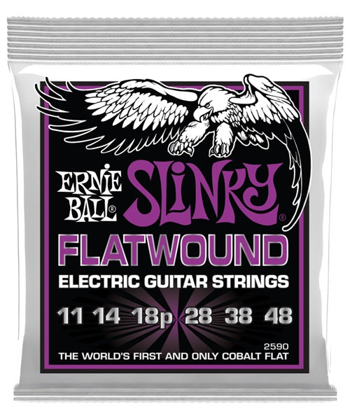 Encordadura Ernie Ball Power Slinky Cobalt Flatwound 2590 para Guitarra Eléctrica 11-48