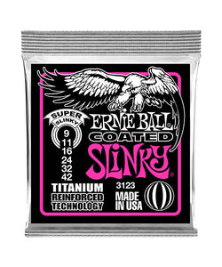 Ernie Ball Encordadura "Super Slinky RPS Coated Titanium" 3123, Guitarra Eléctrica 9-42