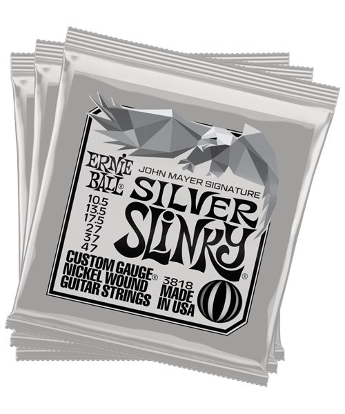 Ernie Ball Encordadura "John Mayer Silver Slinky Signature - 3 Pack" 3818, Guitarra Eléctrica, Nickel Wound 0.0105-0.047