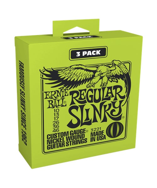 Encordaduras Ernie Ball Regular Slinky 3 Pack 3221 para Guitarra Eléctrica 10-46