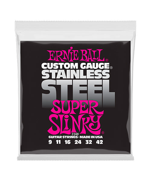 Encordadura Ernie Ball Super Slinky Acero Inoxidable 2248 para Guitarra Eléctrica 9-42