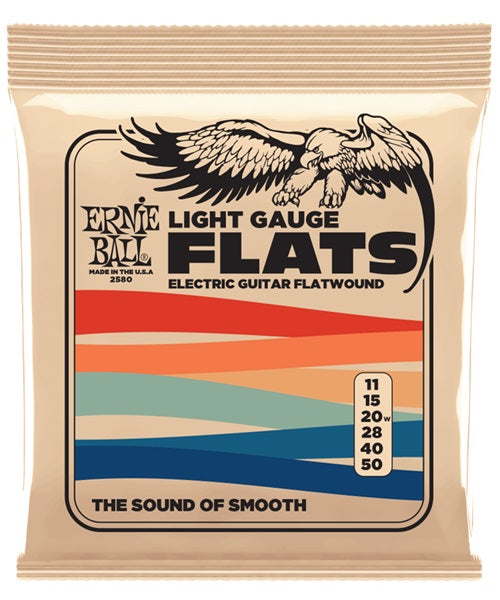Encordadura Ernie Ball Flatwound Light Acero Inoxidable 2580 para Guitarra Eléctrica 11-50