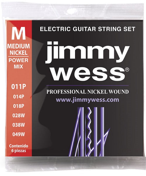 Encordadura Jimmy Wess JWGE-1011N Power Mix Medium Nickel para Guitarra Eléctrica 11-49