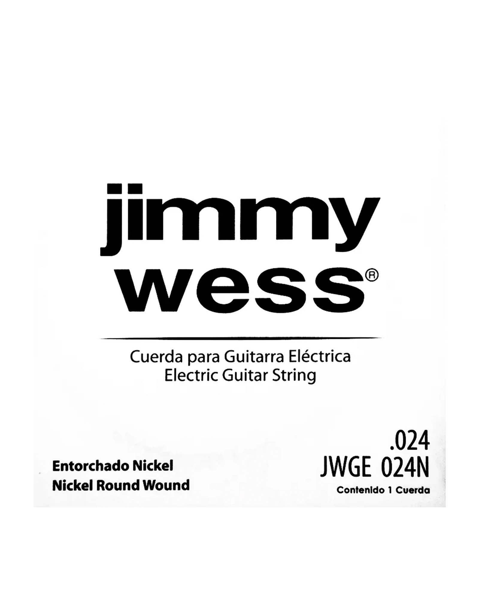 Cuerda Jimmy Wess Pro JWGE-024N-6 Entorchado Acero Niquelado para Guitarra Eléctrica 0.024 (6 pzas)