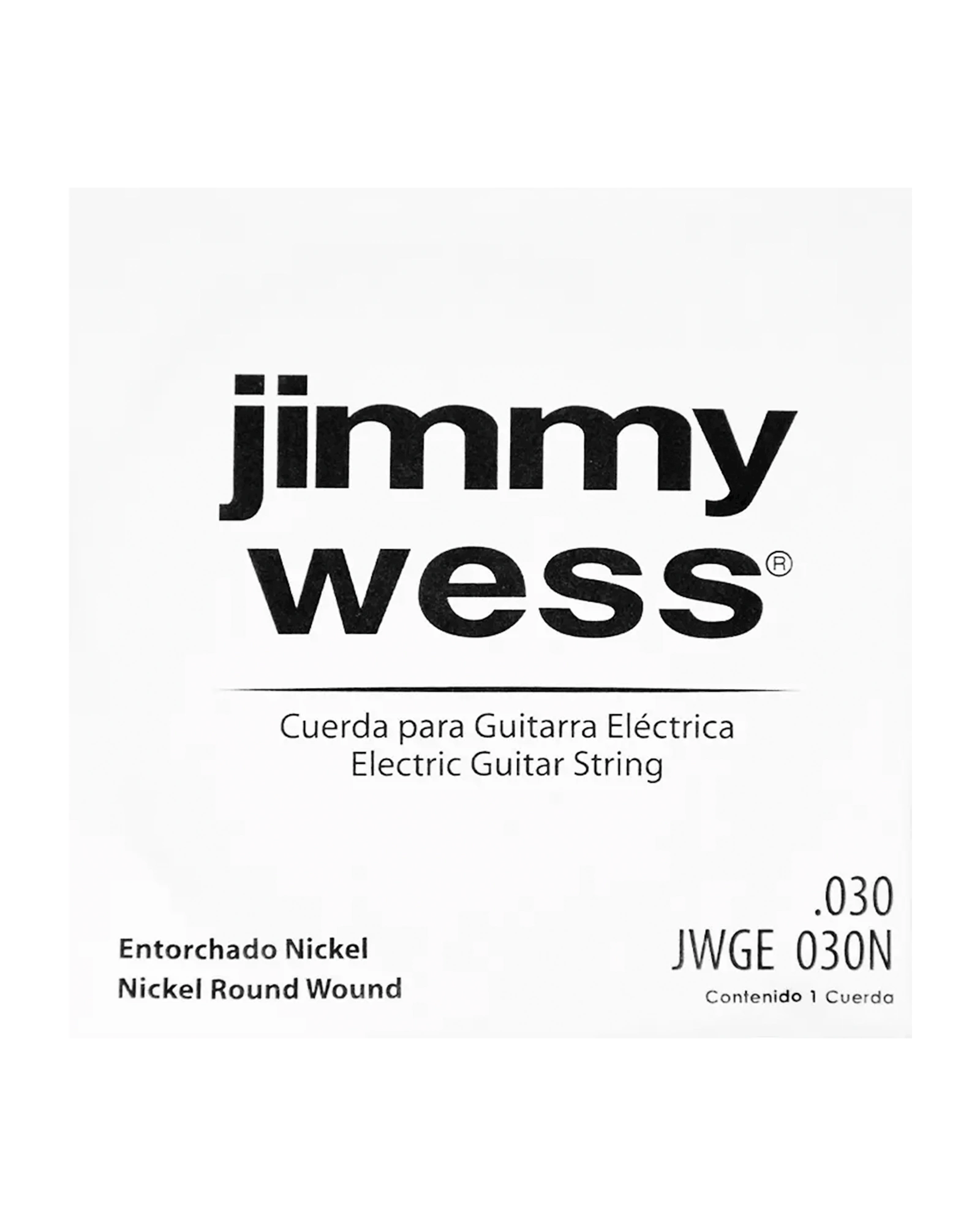 Cuerda Jimmy Wess Pro JWGE-030N-6 Entorchado Acero Niquelado para Guitarra Eléctrica 0.030 (6 pzas)