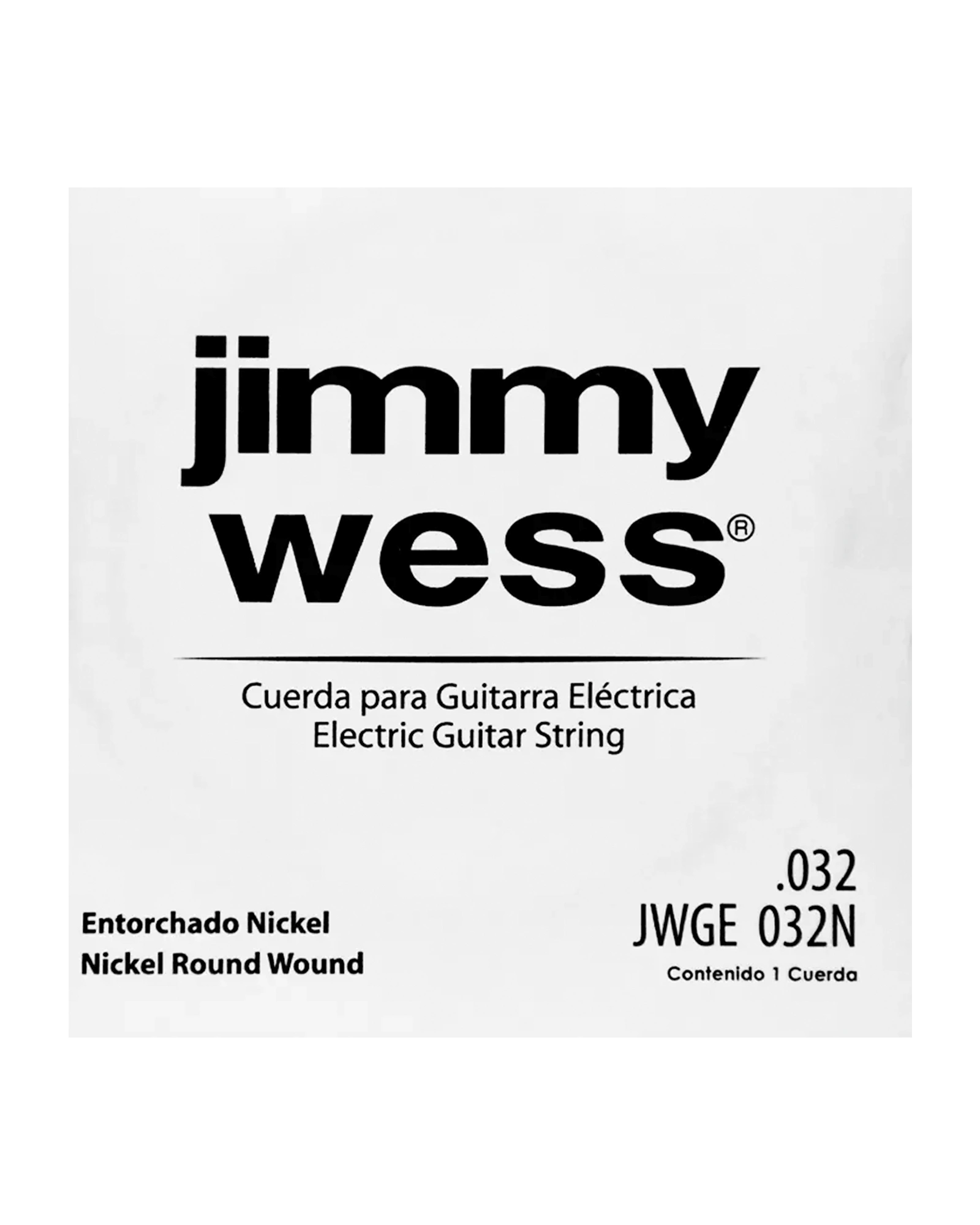 Cuerda Jimmy Wess Pro JWGE-032N-6 Entorchado Acero Niquelado para Guitarra Eléctrica Calibre 0.032 (6 pzas)