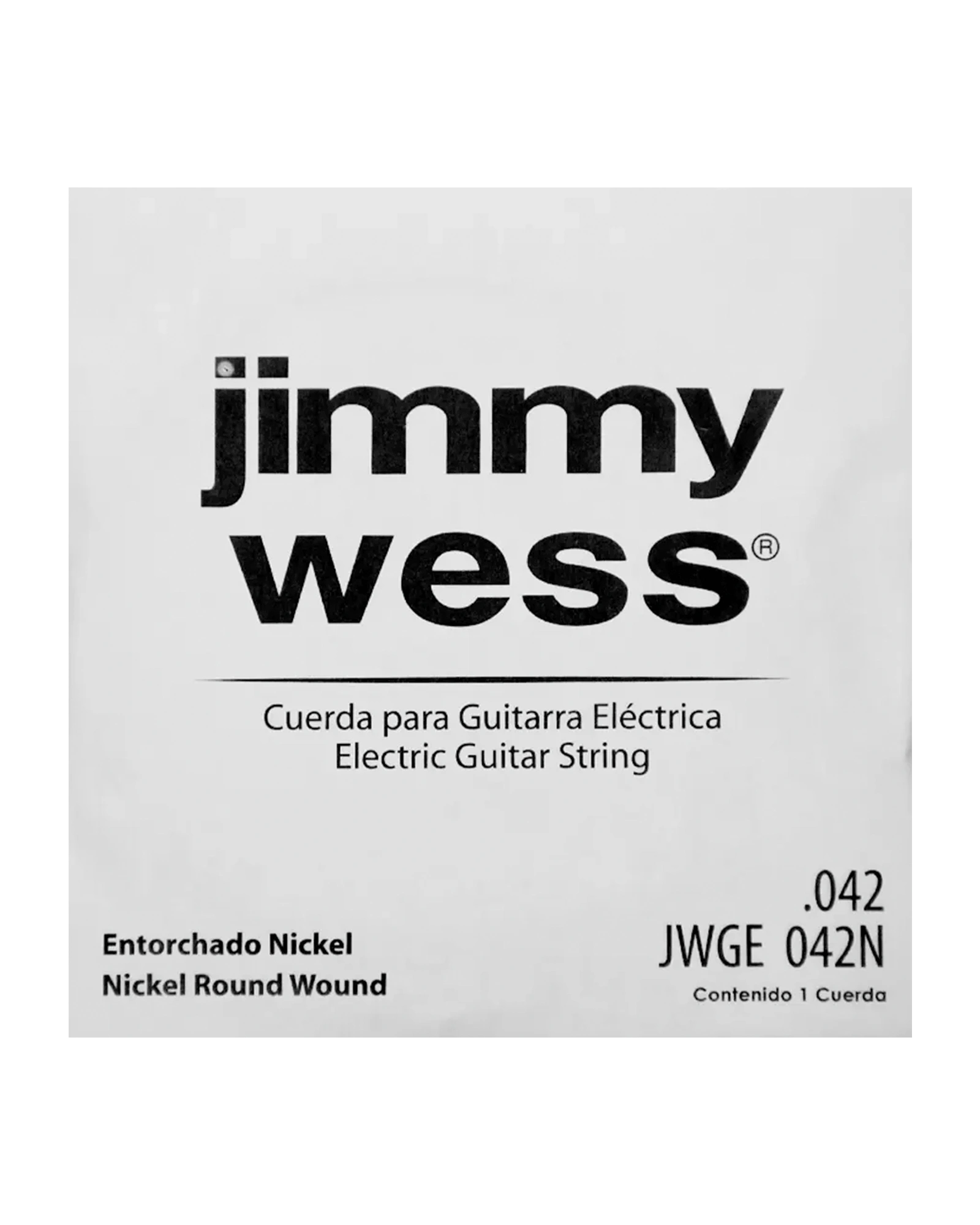 Cuerda Jimmy Wess Pro JWGE-042N-6 Entorchado Acero Niquelado para Guitarra Eléctrica 0.042 (6 pzas)