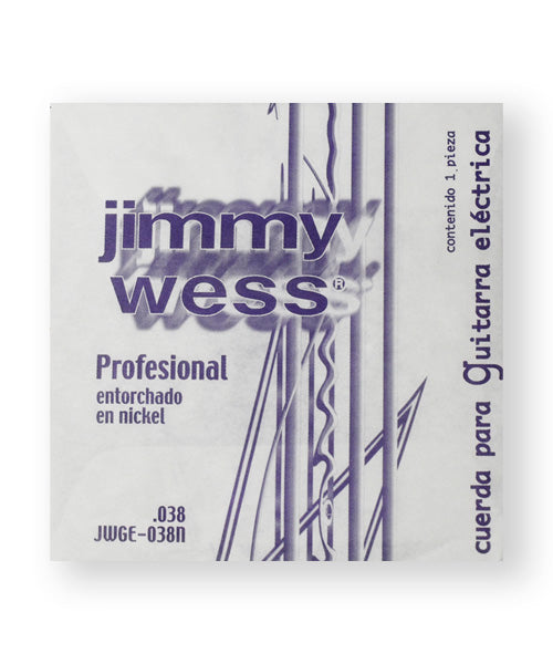 Cuerda Jimmy Wess Pro JWGE-038N-6 Entorchado Acero Niquelado para Guitarra Eléctrica 0.038 (6 pzas)