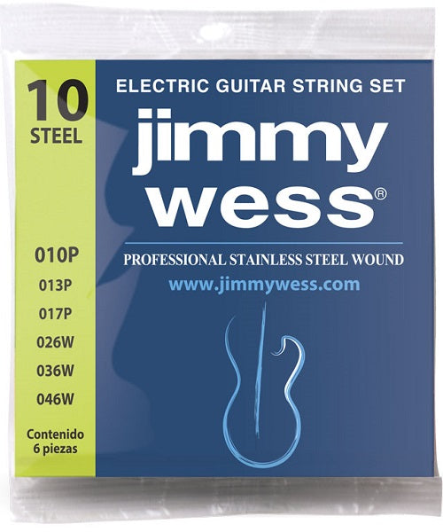 Encordadura Jimmy Wess Pro WA1010 Acero para Guitarra Eléctrica 10-46