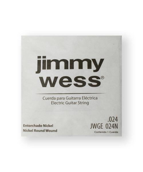 Cuerda Jimmy Wess Pro JWGE-024N-6 Entorchado Acero Niquelado para Guitarra Eléctrica 0.024 (6 pzas)
