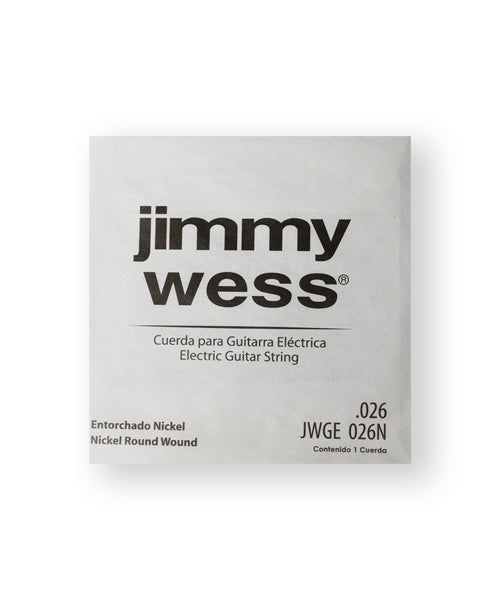 Cuerda Jimmy Wess Pro JWGE-026N-6 Entorchado Acero Niquelado para Guitarra Eléctrica 0.026 (6 pzas)