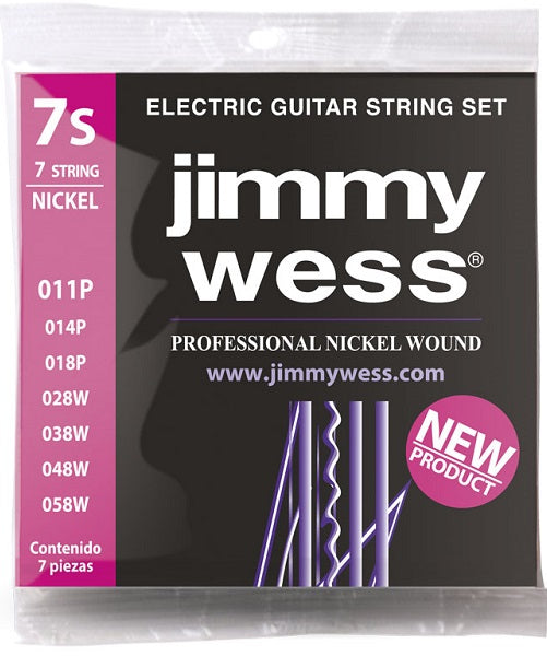 Encordadura Jimmy Wess JWGE-1007N Nickel para Guitarra Eléctrica de 7 Cuerdas 11-58