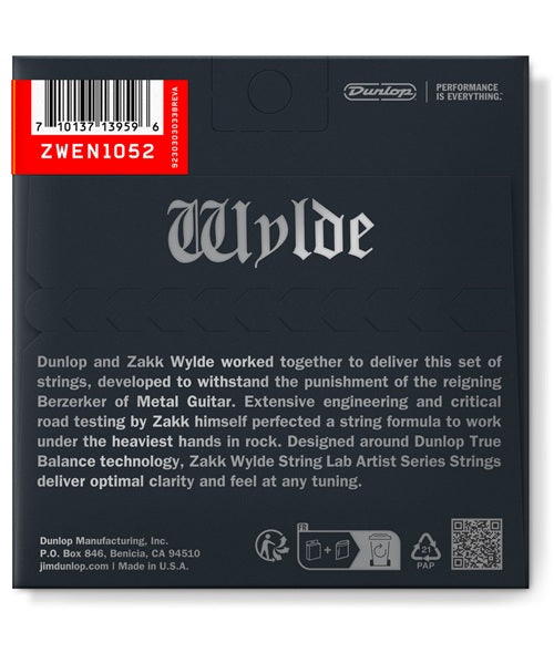 Dunlop Encordadura para Guitarra Eléctrica "Zakk Wylde" ZWEN1052 Nickel, 0.010-0.052