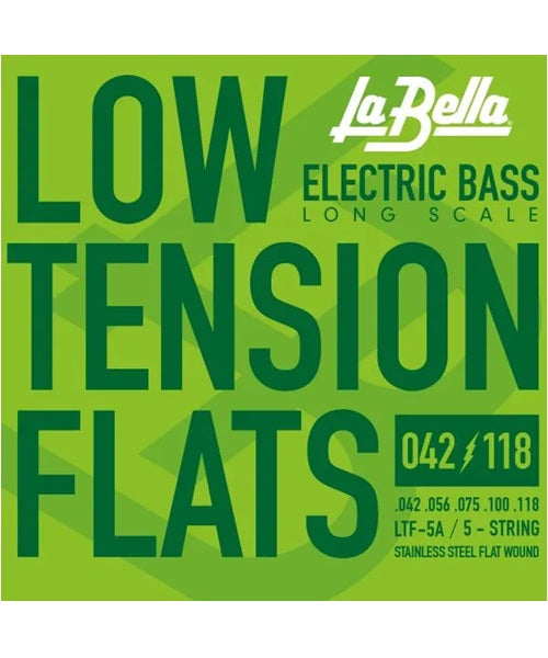 La Bella Encordadura para Bajo Eléctrico 5 Cuerdas "Low Tension Flats" LTF-5A Acero, 0.042-0.118