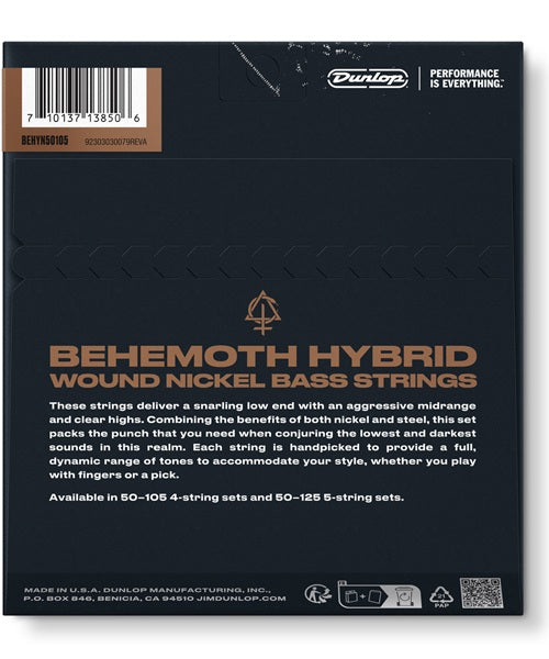 Dunlop Encordadura para Bajo Eléctrico "Behemoth" BEHYN50105-CV Nickel, 0.050-0.105