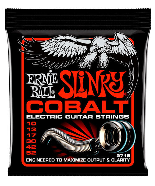 Encordadura Ernie Ball Skinny Top Heavy Bottom Cobalt 2715 para Guitarra Eléctrica 10-52