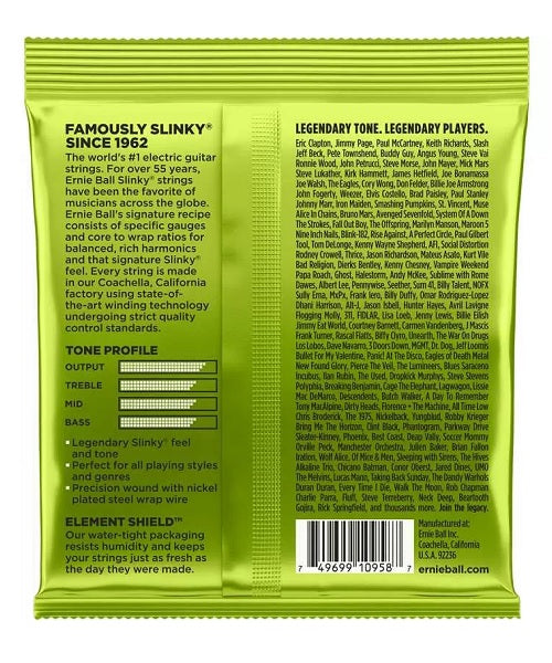 Ernie Ball Encordadura "Regular Slinky 8 Cuerdas" 2629, Guitarra Eléctrica, Nickel Wound 10-74