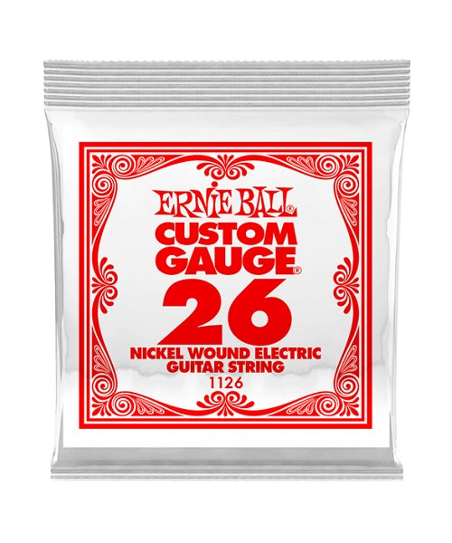 Cuerda Individual Ernie Ball Custom Gauge 1126 de Nickel para Guitarra Eléctrica .026 (6 pzas)