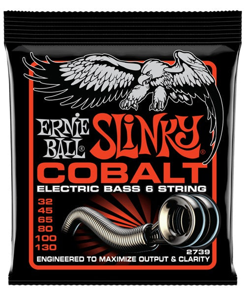 Encordadura Ernie Ball Power Slinky Cobalt 2739 para Bajo Eléctrico de 6 Cuerdas 32-130