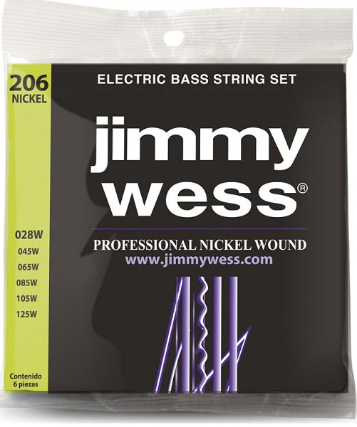 Encordadura Jimmy Wess Pro WNB206 Nickel para Bajo Eléctrico 6 Cuerdas 28-125