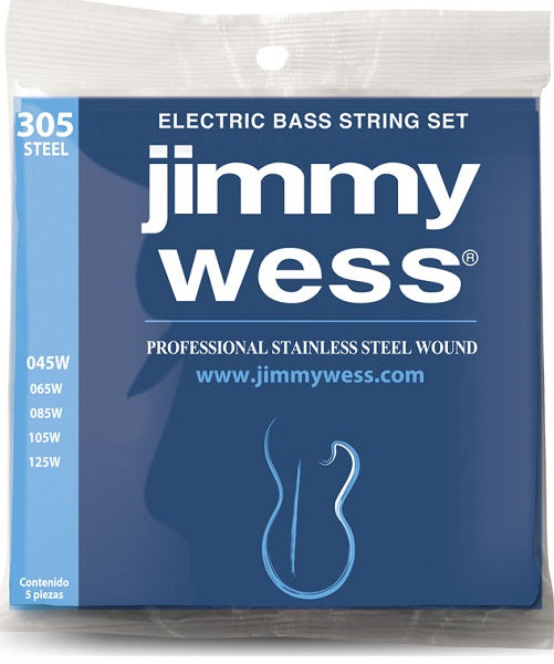 Encordadura Jimmy Wess Pro WAB205 Acero Inoxidable para Bajo Eléctrico de 5 Cuerdas 45-125