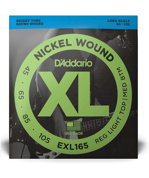Encordadura D'Addario EXL165 para Bajo Eléctrico Nickel Wound Regular Light 45-105