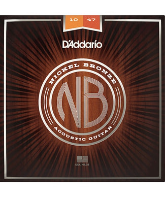D'Addario Encordadura Extra Light NB1047, Guitarra Acústica Nickel Bronce, 10-47