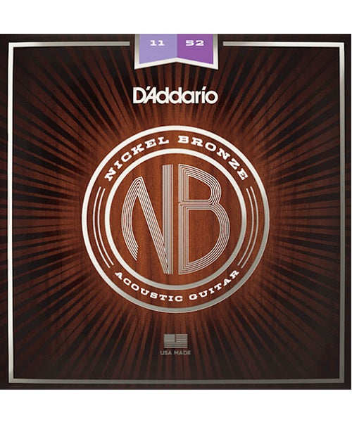 D'Addario Encordadura Custom Light NB1152, Guitarra Acústica Nickel Bronce, 11-52